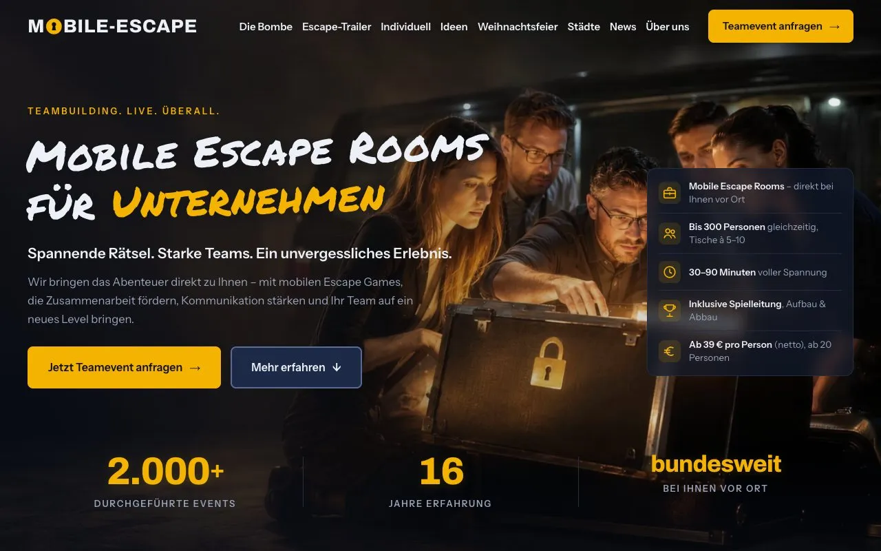 Startseite von mobile-escape.com