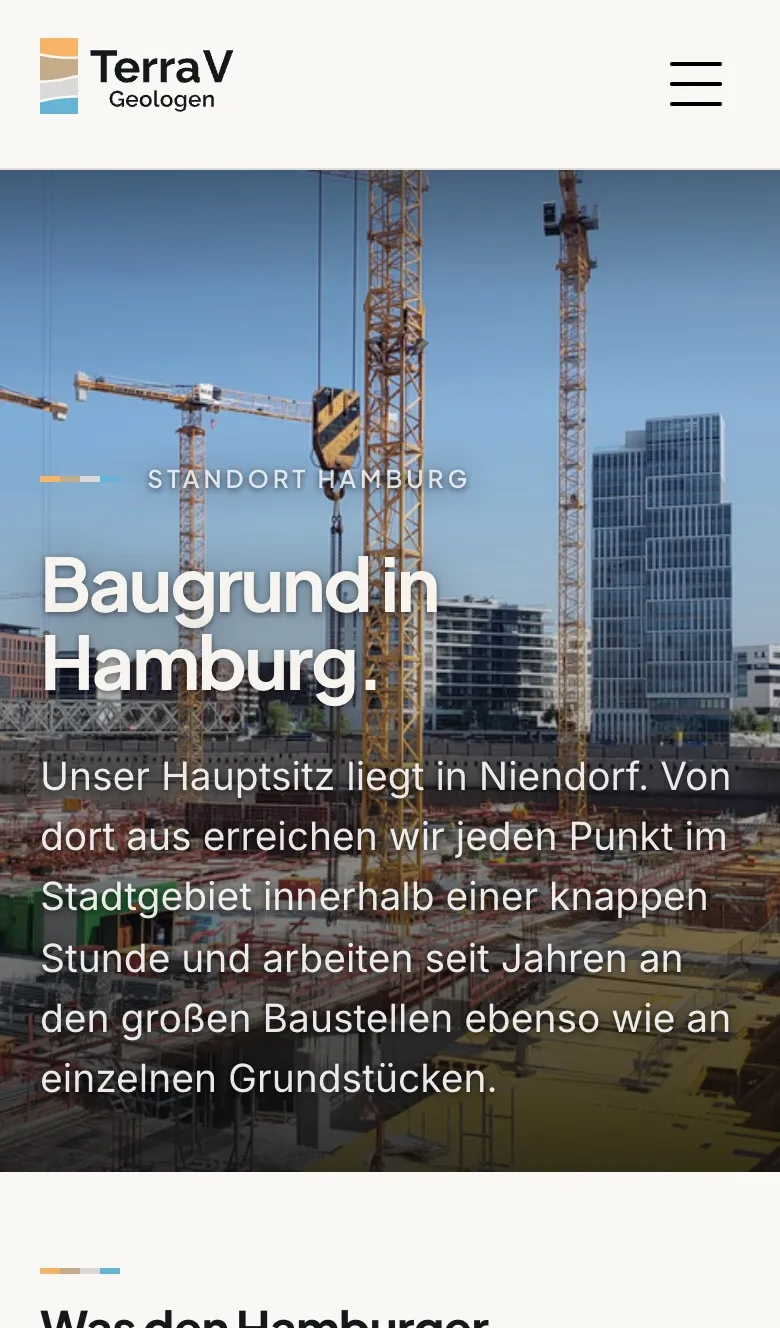 Standortseite Hamburg auf dem Telefon
